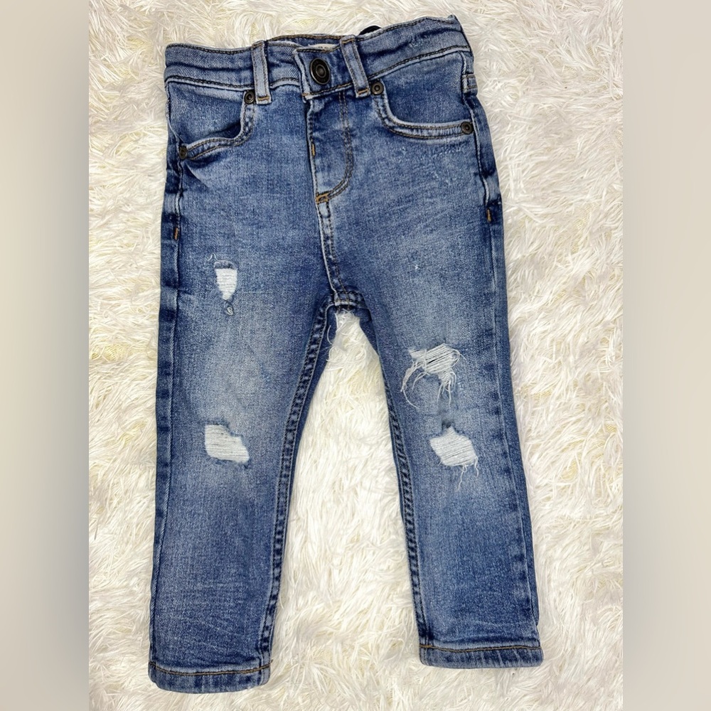 RIVER ISLAND Mini Boys Blue Ripped Skinny Jeans
